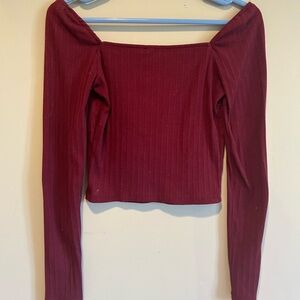 Forever 21 Elegant Burgundy Off-Shoulder Top
